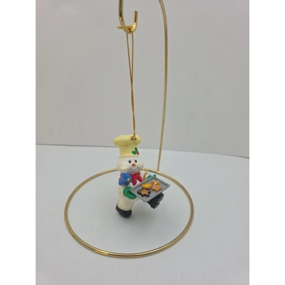 VTG 1997 Mistletoe Magic Snowman Baker Christmas Ornament Cookies‎ Bird 3.5